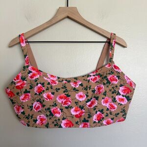 Aerie Floral Sports Bra - Pink and Tan